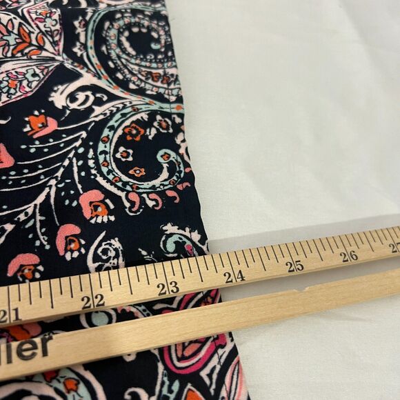 J Jill Boho Blouse Floral Paisley Bell Sleeve Navy Orange Pink M Petite - Picture 9 of 9